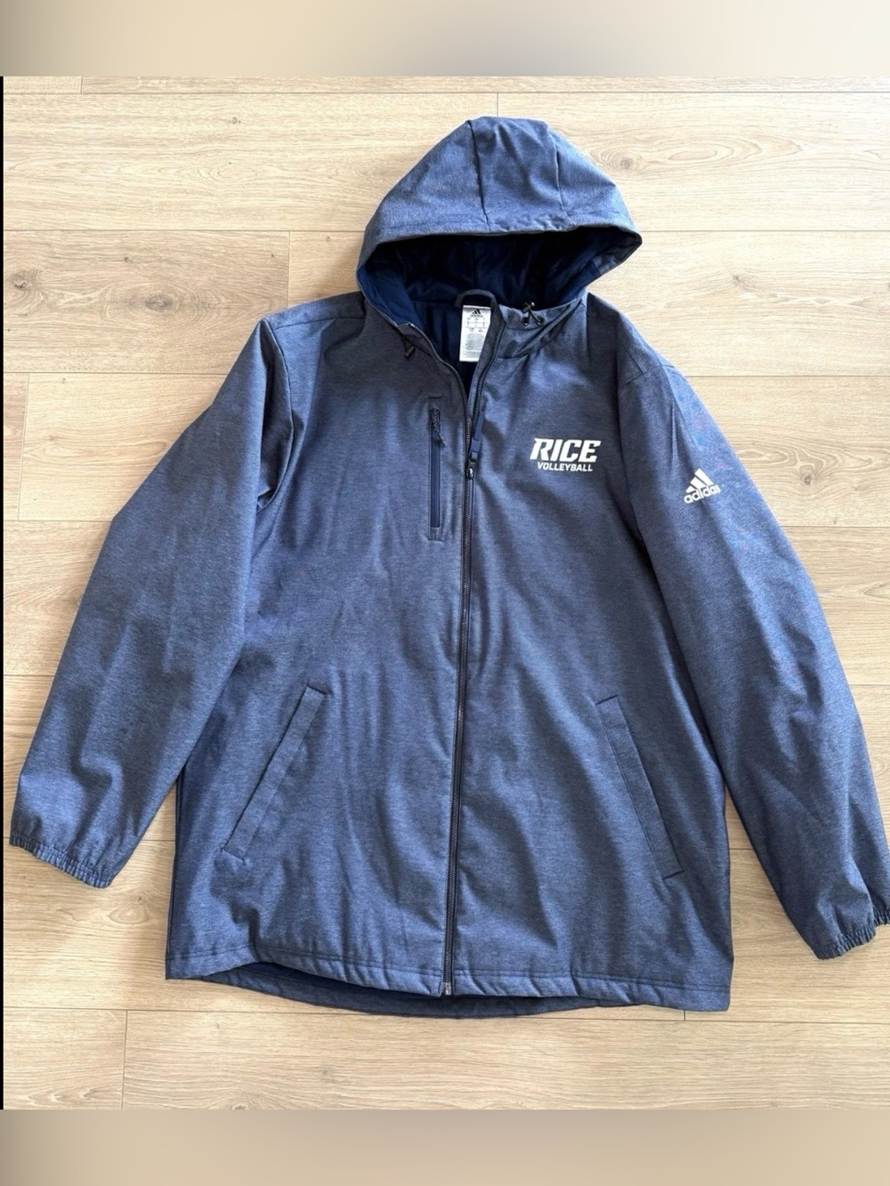 Adidas Navy Hooded Rice Owls Volleyball Team Issued Climateproof Jacket Men’s L